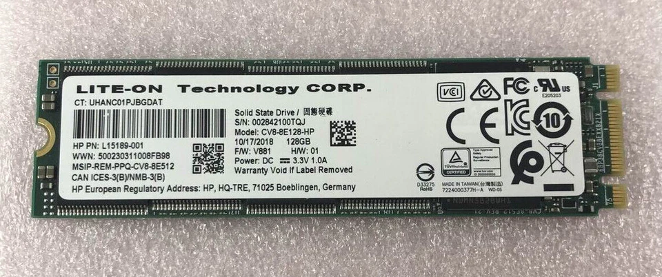 HP LITE-ON 128GB SSD Solid State Drive Model: CV8-8E128HP / CT:UHANC01PJBGDAT - Image 1 of 1