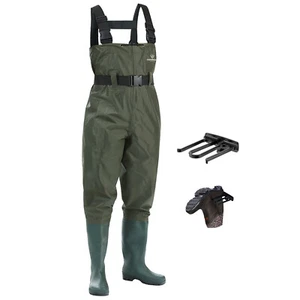 HISEA Unisex Bootfoot Chest Wader Waterproof Non-Slip Fishing Hunting Work Wader - Picture 1 of 46