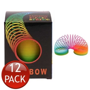 12 x Plastic Rainbow Colour Springs Slinky Slinkie Kids Novelty Party Toys 52mm - Picture 1 of 13