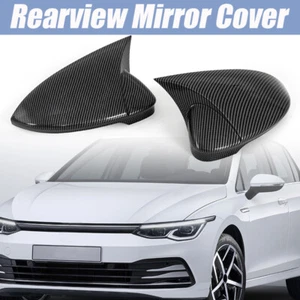 Carbon Fiber Horn Mirror Cover Cap For VW Golf 8 MK8 R GTI RLine W/Lane Assist - Picture 1 of 8