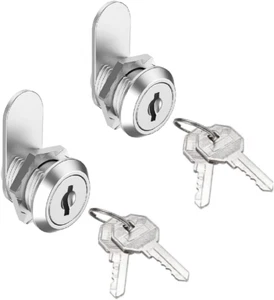 Confezione 2 Serrature Tubolari a Camma 5/8" Uguali a Chiave - Cromate per Armadio/Mailbox/Toolbox - Foto 1 di 9