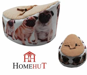 Baby Bean Bag Adjustable Harness Kids Toddler Chair PUG DESIGN Bouncer Chair - Picture 1 of 4