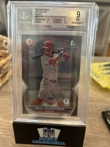 2023 Bowman 1st Edition Nikau Pouaka-Grego Black Foil #/10 BGS 9 Pop 1 Phillies - Picture 1 of 3