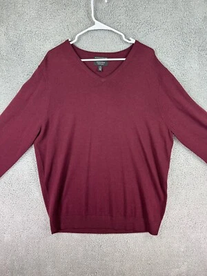 Suéter Nordstrom Para Hombre XL Alto Granate 100% Lana Merino Italiana Extra Fina Cuello en V Foto 1 de 4