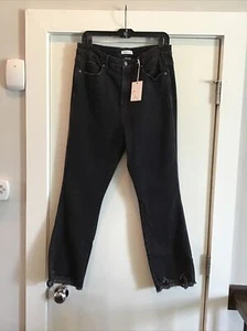 Nuevos Jeans Good American Pierna Recta Good Curve Negros Talla 14 32 Dobladillo Crudo locA - Imagen 1 de 4