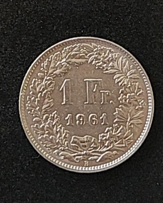 1961-B ~ 1 Franc Switzerland SILVER COIN Nice Luster & Crisp Details - Image 1 of 2
