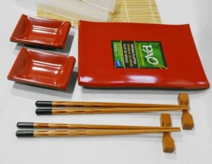 ❤️ 10-teiliges PAO! ASIATISCHES SUSHI SET Matte Reis Paddel Sauce Dip Geschirr Teller Hacken Sticks - Bild 1 von 11