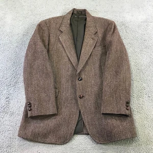 HARRIS TWEED Blazer Mens 44 Windowpane Herringbone Pure Wool Sports Coat - Picture 1 of 18
