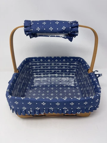 1994 Longaberger Woven Tradition Collection Pie Basket W/Protector,Liner  Handle Cover