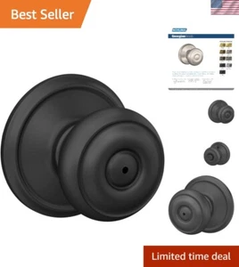 Brass Matte Black Privacy Knob with Push Button Lock - Easy Install - Picture 1 of 9