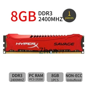 Kingston HyperX SAVAGE 8GB DDR3 OC 2400MHz PC3-19200U Desktop Gaming Memoria IT - Picture 1 of 7