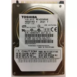 MK4026GAX - Toshiba 40GB 5400 RPM IDE 2.5" HDD - Picture 1 of 1