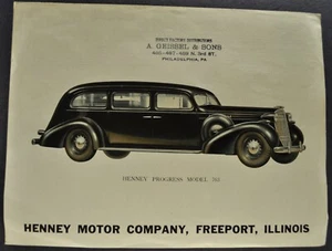 1936 Henney Hearse Brochure Folder Progress Model Buick Excellent Original 36 - Picture 1 of 3