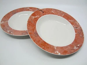 2 Pcs Villeroy & Boch Siena Rim Soup Bowls 9 Inch Porcelain Orange Marble - Picture 1 of 4