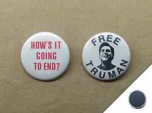 Free Truman & How’s It Going To End? 1.25” Magnets Truman Show Jim Carrey Repro - Picture 1 of 4