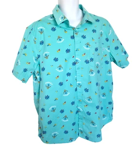 Hurley Herren XL Hemd Blau Hawaii Tropical Pineapple Palm Tree Stretch - Bild 1 von 13