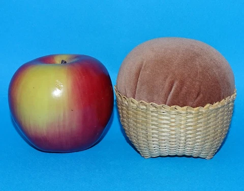 1980s Shaker Style Ash Splint Basket Pin Cushion Made From Martha Wetherbee Kit Cover