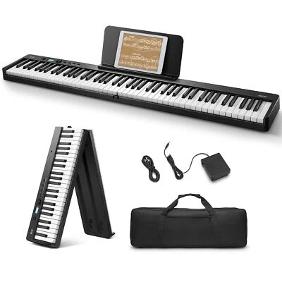 Eastar Bluetooth 88 Keys Folding Digital Piano Keyboard Semi-Weighted 128 Tones - image 1 of 4