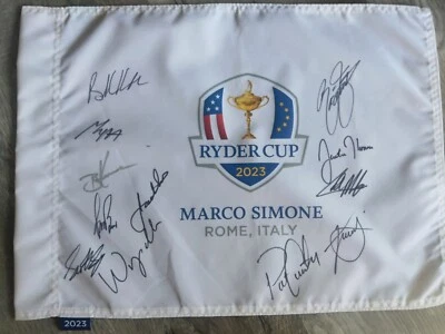 Scottie Scheffler Koepka Shauffele 森川 +8 签名 2023 年美国 RYDER 杯旗帜 — 第 1/3 张图片