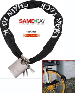 HEAVY DUTY STRONG MOTORCYCLE MOTORBIKE BIKE SECURITY 1.1m CHAIN & PADLOCK LOCK - Picture 1 of 7