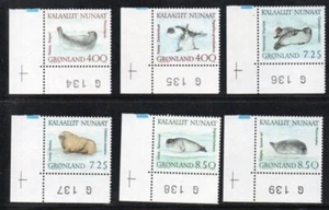 Greenland Sc 233-238 1991 Walrus stamp set plate singles mint NH - Picture 1 of 1