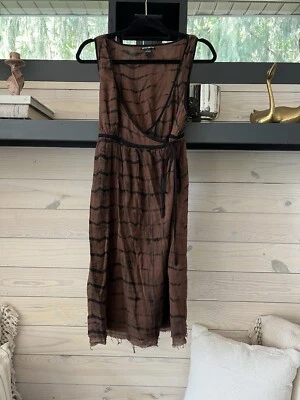Lucky Brand Vintage Y2K Wrap Shirt Dress Size Large L Brown Black Dip Dye Tank - Image 1 of 4