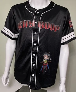 Betty Boop Shirt Motorcycle Graphic Adult XL Black Short Sleeve Biker Botton Up - Picture 1 of 22