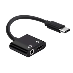 1 Type C To 3.5mm Headphone Adapter Audio Charger Black - Zdjęcie 1 z 12