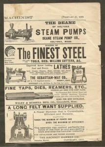 VINTAGE ADS DEANE STEAM PUMPS , HACKNEY POWER HAMMER, SEBASTIAN-MAY LATHES, ETC. - Picture 1 of 1