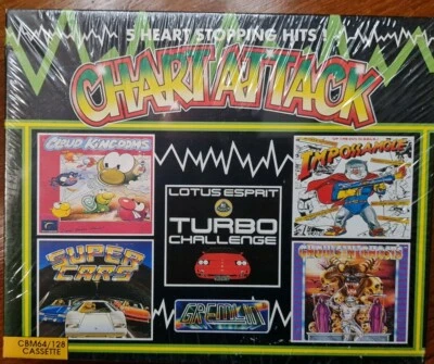 C64 chart attack cbm 64/128  commodore 5 games factory sealed # - Image 1 of 4