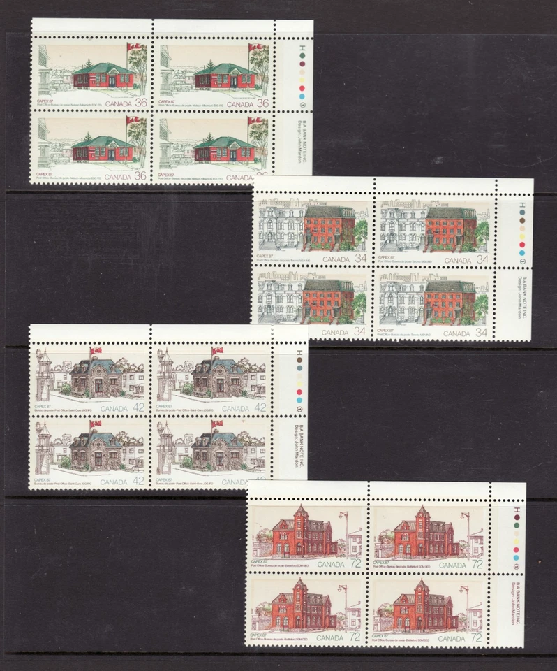 1987 - Set #1122-25 UR Pl. Blocks - MNH - Canadian CAPEX Architecture - cv$24 - Image 1 of 1