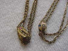 Lot of 2 Vintage GOLD Victorian antique slides + watch chain necklaces ..1800's 