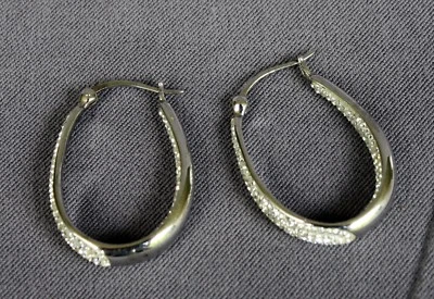 Pendientes de aro de plata de ley 925 - 1 1/4" Foto 1 de 4