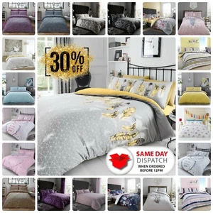 Duvet Cover Quilt Bedding Reversible With Pillowcase Set Single Double King Size - Picture 1 of 141
