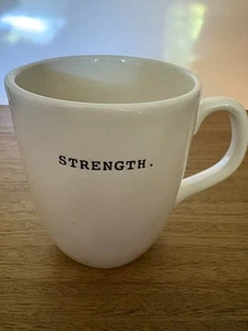 Rae Dunn "STRENGTH" Coffee Mug Artisan by Magenta Ivory and Black Printing - Picture 1 of 4
