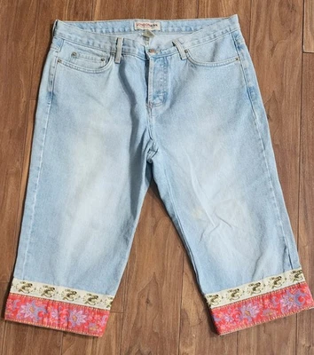 Pantalones de mezclilla de colección Y2K London Jean Capris para mujer talla 12 botones mosca lavado ligero hechos en EE. UU. Foto 1 de 4