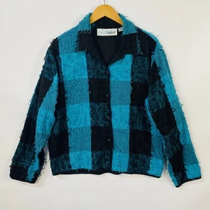 Island Scene Damen Gobelin Wimpern Jacke Large türkis schwarz Country Western - Bild 1 von 10