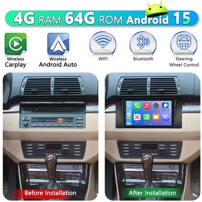 4+64G Android 15 Autoradio Navi BT Für BMW E53 E53 X5 E39 GPS WIFI Apple CarPlay - Bild 1 von 4