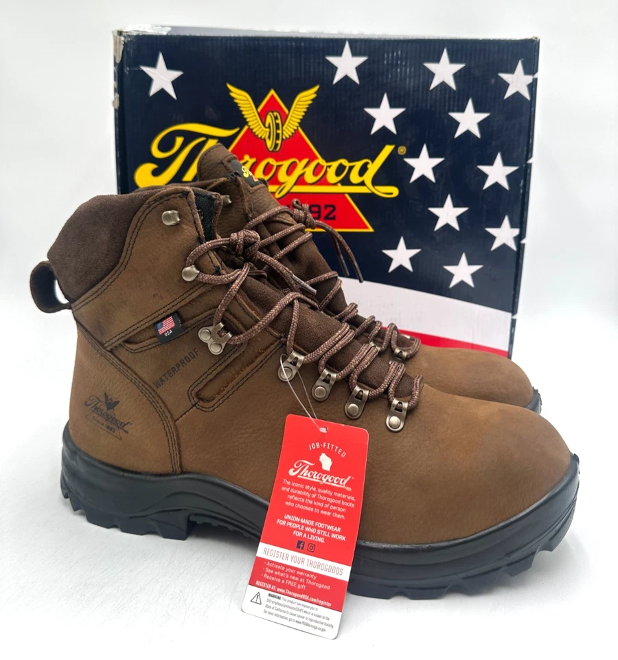 Thorogood American Union 系列 WP 6 英寸全新男式靴子棕色多种尺寸 — 第 1/4 张图片