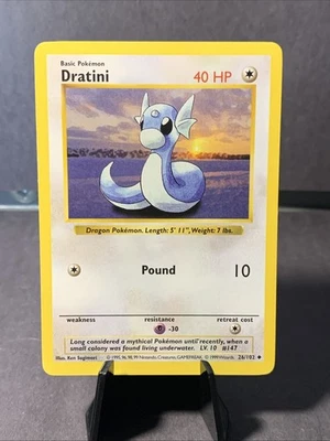 Pokemon TCG Shadowless Dratini Base Set Uncommon Non Holo #026/102 WOTC VTG - Image 1 of 2
