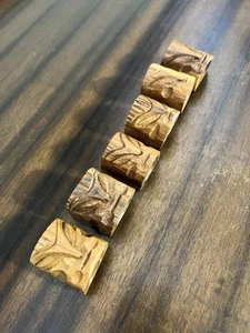 Juego de 6 servilleteros de madera vintage tallados a mano madera cara tiki Luau hawaiano - Imagen 1 de 9