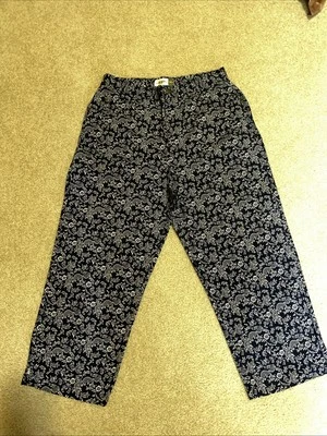 Pantalones Evan Picone Talla 12 Azul Oscuro Estampado Floral Foto 1 de 4