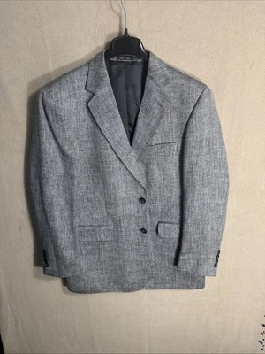 Forro de acetato de 2 botones Stafford 42R espiga blanco negro 100 % seda India Foto 1 de 4