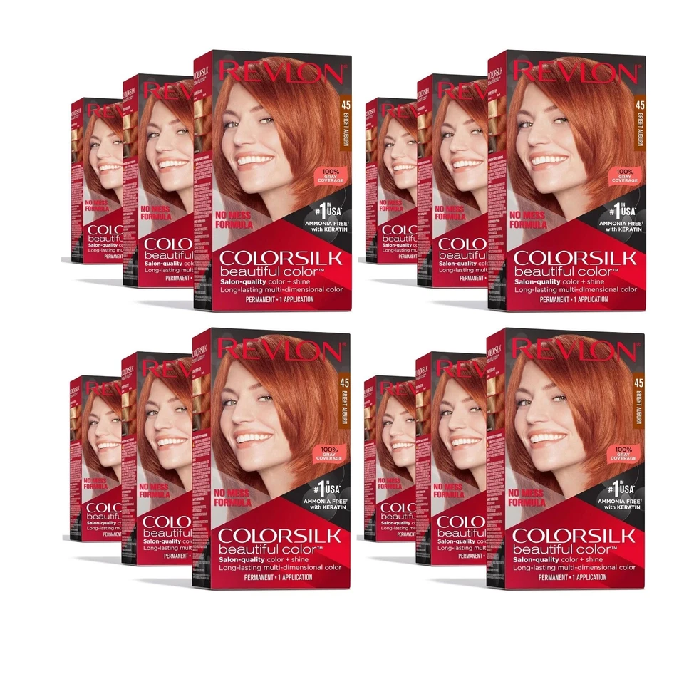 (Pack de 12) - (1 estuche) Color de cabello Revlon color seda # 45 castaño rojizo brillante Foto 1 de 1