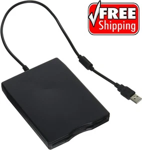 External USB Floppy 3.5" Disk Drive Reader Black Laptop Desktop Computer PC MAC - Picture 1 of 1