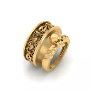 His and Her Matching Skull Wedding Ring Band Set Fleur De Lis Skull Couple Rings - Picture 1 of 9