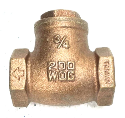 Bronze Swing Check Valve T-Pattern 3/4" NPT Thread Ends 125-psi SWP, 200-psi WOG - Image 1 of 4