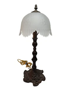 Vintage Bronze Base Ceramic Shade Table Lamp - Picture 1 of 6