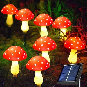 8-Pack Red Solar Mushroom Lamp, 8 Modes, Outdoor Waterproof, for Garden Decor... - Picture 1 of 9