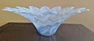 Vintage 15.5" Lavorazione Arte Murano 12 Point Flower Glass Bowl Collectable - Picture 1 of 8